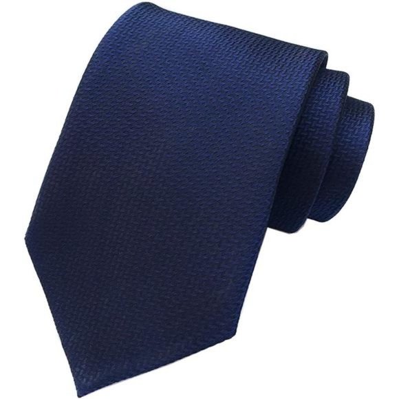 Men's Gingham Check Stripe Ties Pattern Navy Blue - Picture 2 of 2